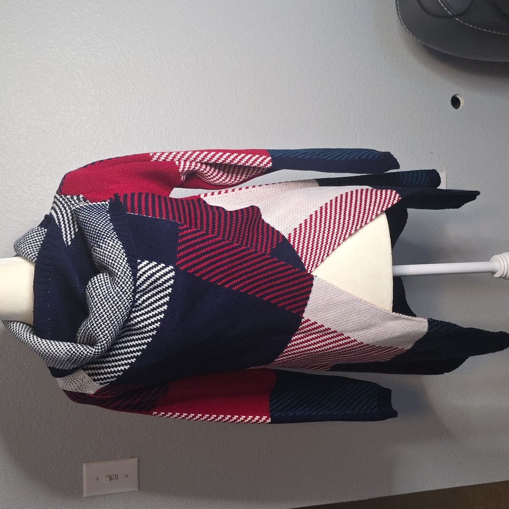 Polka Dot Made In Turkey Wrap Sweater Women's Size M/L Red, White, Navy, Teal